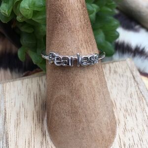 Sterling Silver Fearless Word Ring Size 6,8